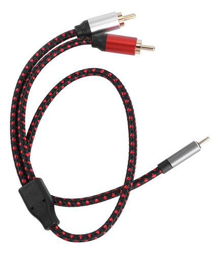 Cable De Audio Rojo Tipo C A 2rca Macho De 0,5 M Para Dispos