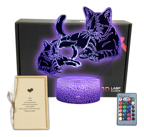 Marzius Cats Pet - Lampara De Mesa Led Con Ilusion 3d, Luz N