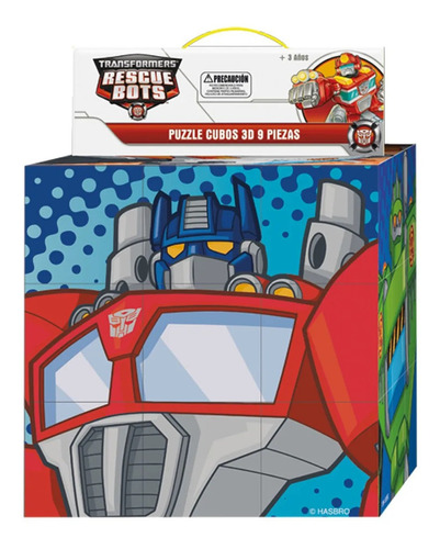 Puzzle Cubos 3d Rescue Bots Transformers 9 Piezas - Pronobel