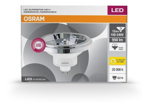 Lámpara Led Ar111 24° Gu10 220v Osram Dimerizable Color De La Luz Blanco Cálido