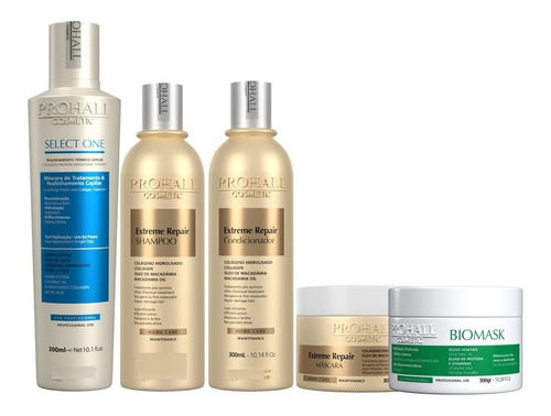 Kit Prohall Progressiva 300ml+ Biomask 300g + Kit Manutenção