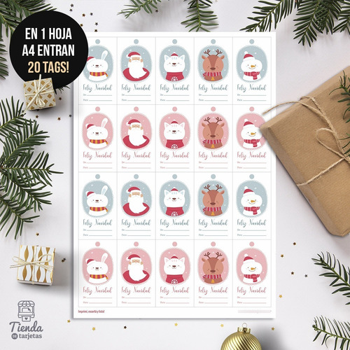 Imagen 3 de 5 de Etiquetas Navideñas Colgantes Tags Para Imprimir Navidad