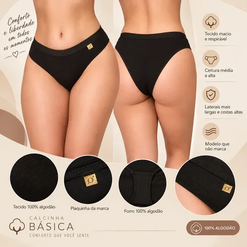 10 Calcinha De Algodão Lisa Cintura Alta Cós Em Elástico Kit