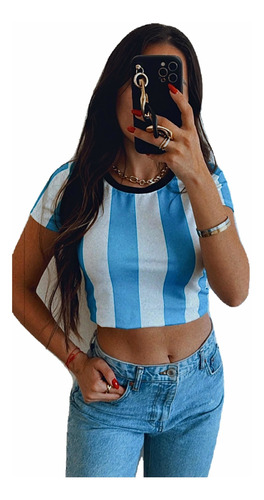 Remera Argentina Mundial Catar Top Corto Argentina Numero 10