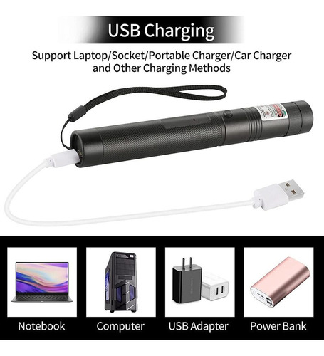 Puntero Láser Usb303 Rojo De Alta Potencia De 10000 M