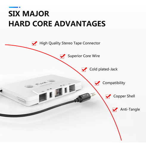 Adaptador De Casete A Auxiliar Elook, Adaptador Auxiliar De