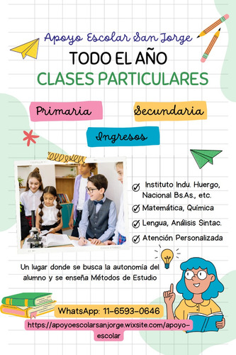 Apoyo Escolar  Matemática-lengua-fisico/quim. Online/presenc