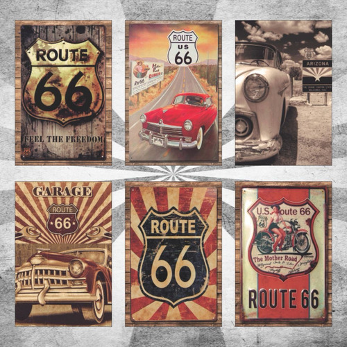 Placa Decorativa Vintage Route 66 - Placa Mdf 20x30cm