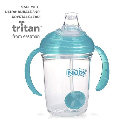 Nuby No Spill 360 Vaso Tritan Con Agarre Y Sip Con Pajita Po