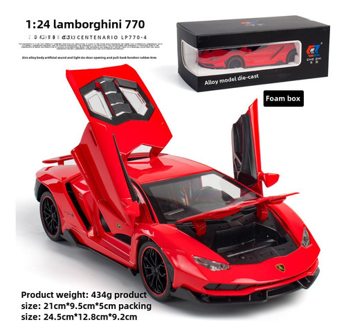 1: 24 Car To Lamborghini Lp77-4-red - 1:22 Scale Lamborghini