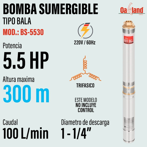 Bomba De Agua Para Pozo Profundo 5.5 Hp Oakland