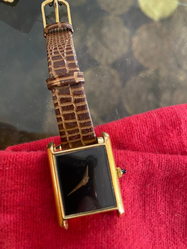 Reloj Must Cartier Tank Bañado En Oro Negro Dorado Oscuro Negro (Usado)