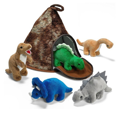 Set De 5 Muñecos De Peluche Dinosaurios Con Casa Nido De 15