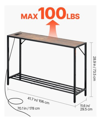 Mesa De Consola Extrecha Con Toma Corriente Mesa De Sofá