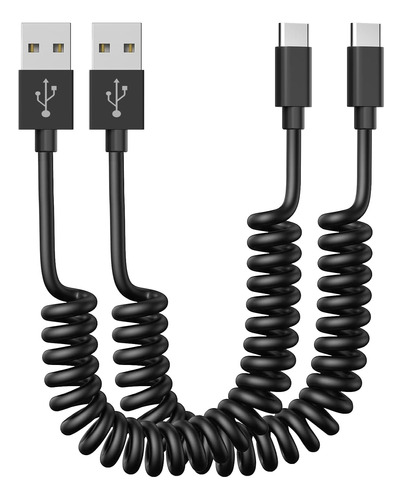 Paquete De 2 Cables Usb C En Espiral De Carga Rapida Cable D