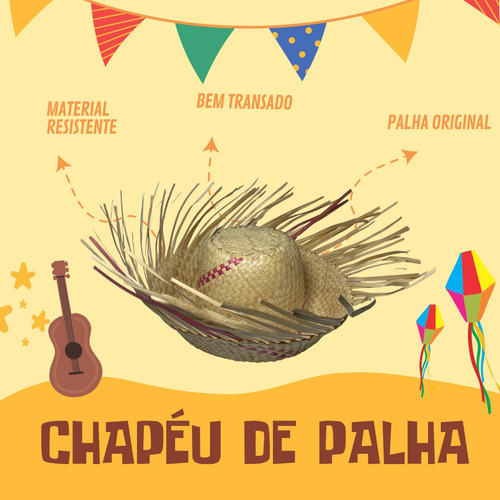 Chapéu Palha Desfiado Festa Junina Caipira Arraial