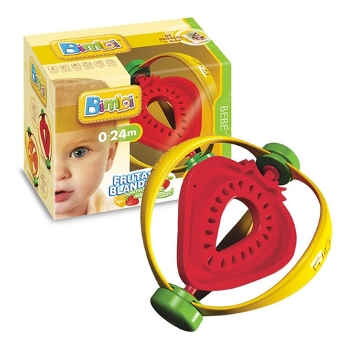 Imagen 1 de 6 de Bimbi Frutas Sonajero Mordillo Forma De Frutilla. E. Full