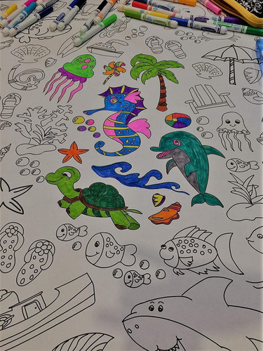 The Coloring Table Oceantime Fun Design - Mantel Cuadrado -