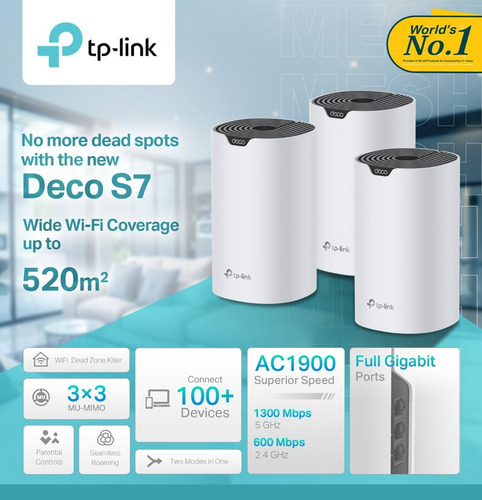 Router Tp-link Deco S7 3 Pack Ac1900 Whole Home Mesh Wifi
