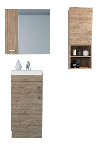  Combo My Bath Botiquin + Mueble Lavamanos + Muro - Miel  