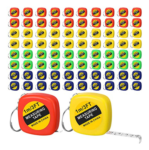 80 Pcs Small Tape Measure Keychains Funcional Mini Retractab