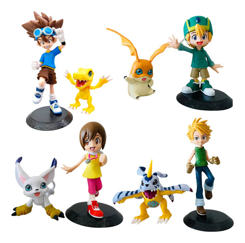 Set 8 Figuras Digimon Agumon Patamon Gatomon Gabumon