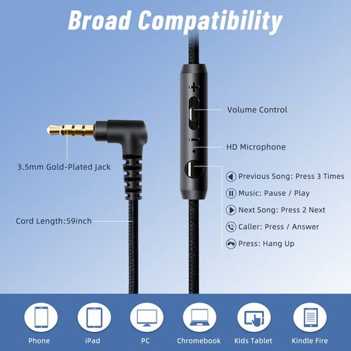 Auriculares Con Cable Rockpapa Grade Con Micrófono Negro/gri
