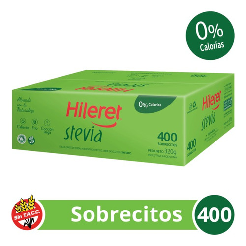 Edulcorante Hileret Stevia Forte 400 Sobres Sin Tacc 0% Cal