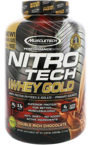 Nitrotech Whey Gold 5.5 Lbs Sabor Chocolate Muscletech.