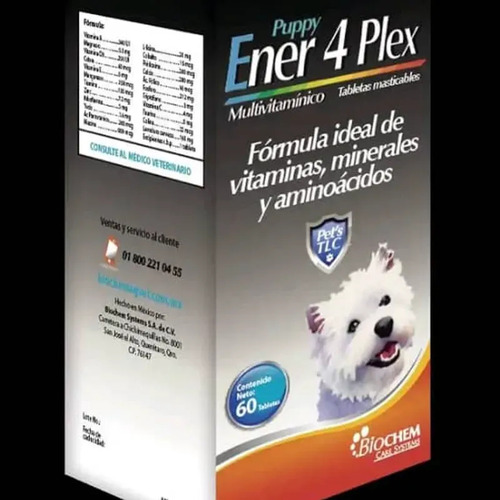 Ener 4 Plex Puppy Multivitamínico Frasco Con 60 Tabletas