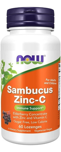 Sambucus Zinc-c 60lozenges, Apoyo Inmune, Now,