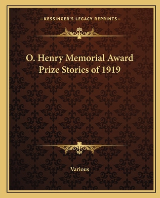 Libro O. Henry Memorial Award Prize Stories Of 1919 - Var...