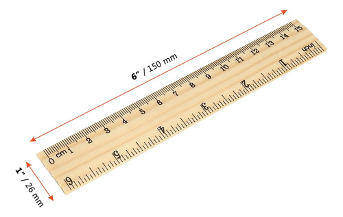 Regla De Madera De 6 Pulgadas, Paquete De 216, 2 Escala...
