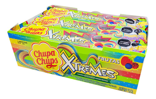 Dulces Chupa Chups Xtremes 18 Piezas Caramelo Suave Frutales