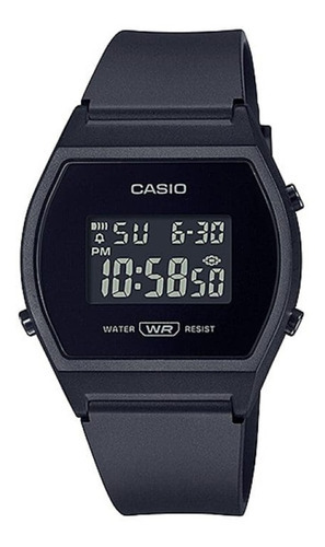 Reloj Casio Vintage Lw-204 Casual Deportivo Luz Cronometro Color De La Correa Negro Color Del Bisel Negro