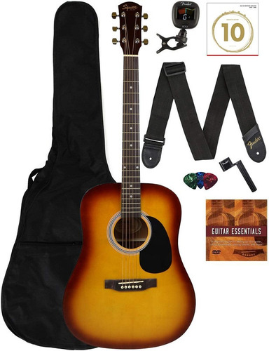 Fender Squier Dreadnought Acoustic Guitar - Sunburst Learn