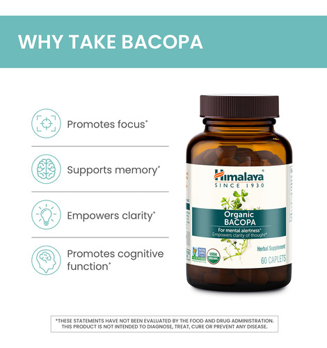 Himalaya Organic Bacopa Monnieri / Brahmi, Brain Supplement,