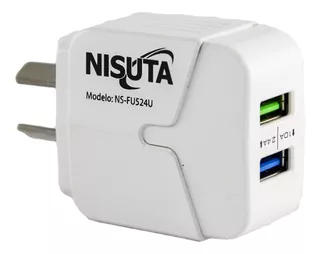 Fuente Cargador 220v X 2 Puerto Usb 2.4a Celular Nisuta Htec