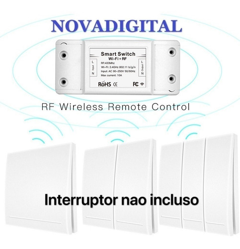 Imagem 3 de 8 de Interruptor Relé Eletrônico Automação Rf 433mhz Alexa Home