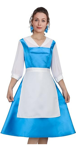 Disfraz Para Adultos Vestido Azul Sirvienta Vestido Princesa