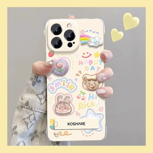 Fundas Para iPhone Pigment Rabbit Plush Invisible Stand Compat