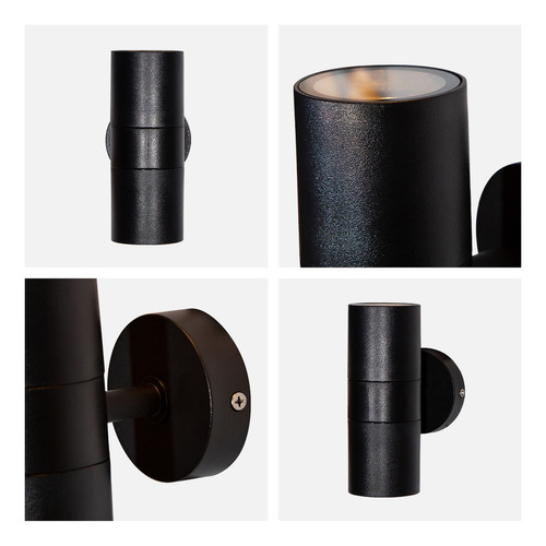 Aplique De Pared Exterior, Ip44, Acabado Negro, 2 Luces, 7w