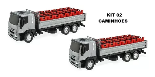 Kit 4 Caminhão Brinquedo Iveco Lixo Bebida Carroceria Tanque