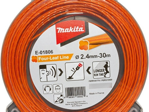 Imagen 3 de 6 de Hilo P/ Desbrozadora Nylon Trebol 2.4mm X 30m Makita E01806