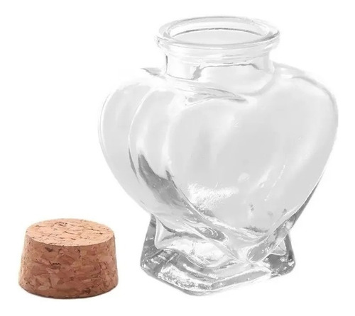 20 Botella De Corazón Con Tapa De Corcho Frasco Vidrio