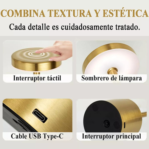 Lámpara De Mesa Con Touch Recargable Usb Led Decorativas