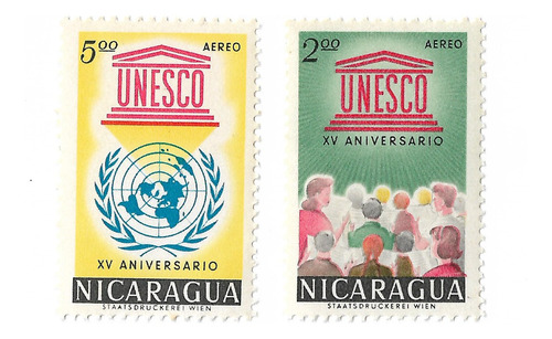 Nicaragua 1962 Aniv. Unesco Serie Aerea Mint Compl 471/72  