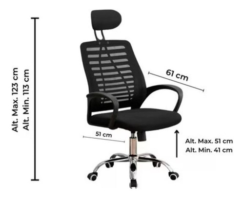 Silla De Escritorio Con Cabecera Y Apoya Brazos Negra