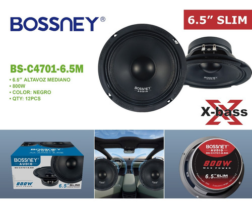 Bocina Medio Rango Bossney Para Carros Pickups & Suv 50w 2u Negro