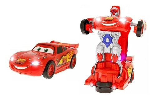 Carrinho Relâmpago Carros Vira Robô Som E Luzes Personagem Vermelho